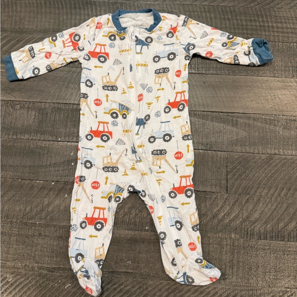 Playful Construction Print Kids Footie